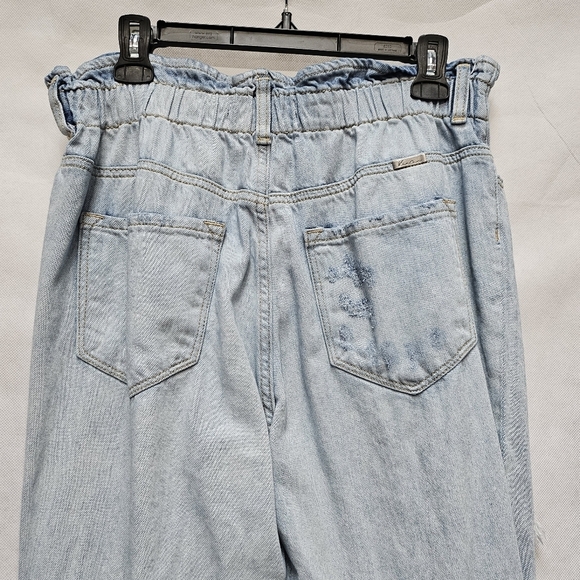 Kancan Severely Distressed Paper Bag Waist Light Wash Blue Denim Jeans Size 15 - Picture 4 of 6